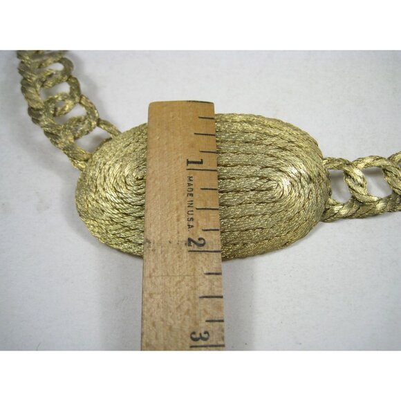 Vintage Gold Tone Woven Chain Link Belt Oval Adjustable Hollywood Glam 36 inch main image 9